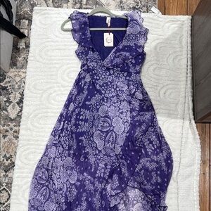 Purple Floral Ruffle Dress